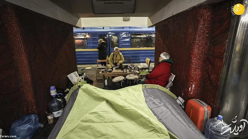 عمیق ترین ایستگاه مترو جهان میزبان پناهجویان کییف/ تصاویر